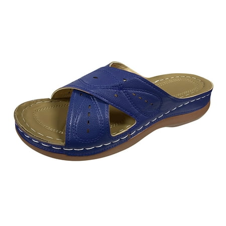 

Christmas Ladies Fashion Solid Color Leather Engraved Cross Hollow Casual Platform Sandals