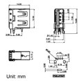 thumbnail image 4 of Conector USB PCB tipo A hembra, inserción lateral, cuerpo corto, montaje plano, 10 piezas, 4 of 4