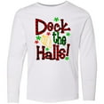 thumbnail image 3 of Inktastic Deck the Halls in Green and Red Plaid with Christmas Bulb Long Sleeve Youth T-Shirt, 3 of 5