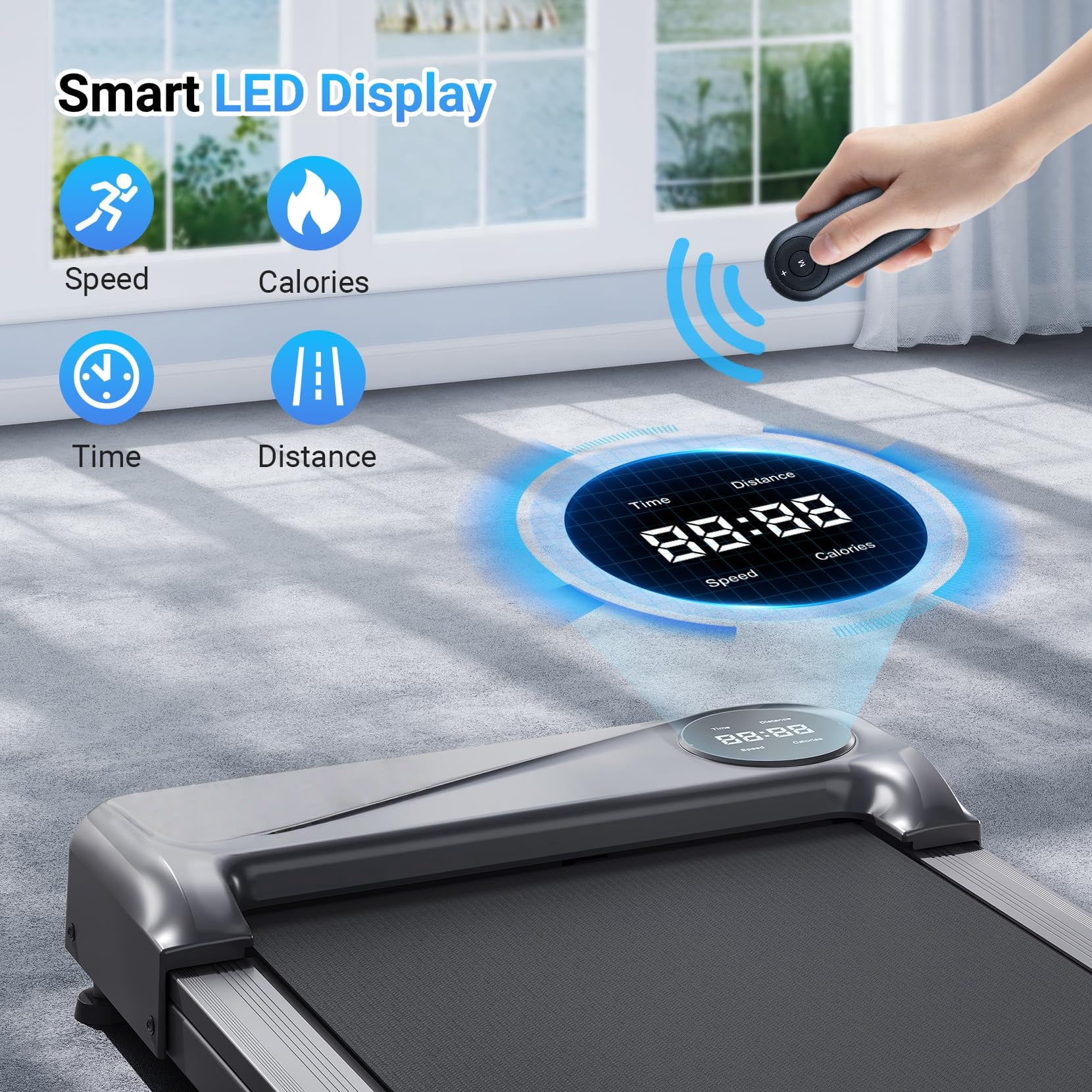 COFUNOK Walking Pad Treadmill Under Desk, Portable Mini Treadmill for Home/Office, Walking Pad Machine with 2.5HP and 265 lbs Weight Capacity Remote Control LED Display