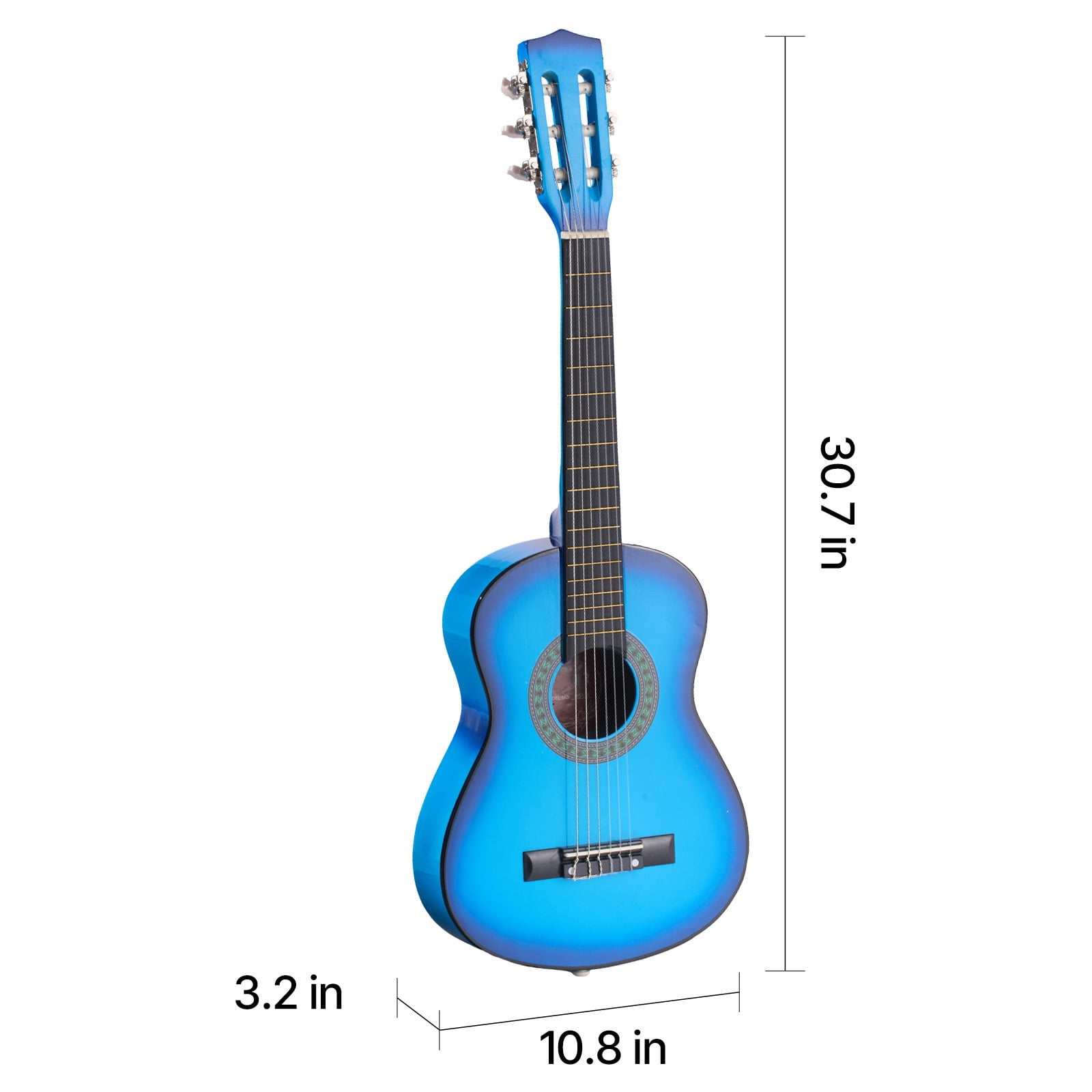 KFFKFF 30-Inch Classical Guitar Starter Kit, Wooden Acoustic Guitar for Beginners, Includes Nylon Strings, Gig Bag, Strap, Tuner, Extra Strings, Picks, and Capo, Ideal for Kids, Girls, Boys