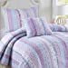thumbnail image 3 of Cozy Line Home Fashions Raelynn Romantique Dentelle Orchidée Violet Pâle Bleu Imprimé de Fleurs Rayé Coton Literie 3D Ensemble de Courtepointe, Couvre-Lit Réversible, Jeté de Lit pour Filles Femmes (Lavande, Lit Simple - 2 Pcs, 3 of 5