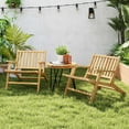 thumbnail image 4 of Gymax 2PCS Teak Wood Outdoor Reclining Chair w/ Comfortable Backrest & Armrests, 4 of 10