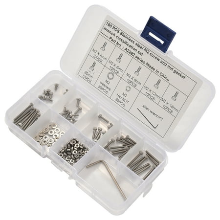 

190Pcs M2 Stainless Steel Hex Socket Head Screw Hex Bolt Nut Kit Combination Kit