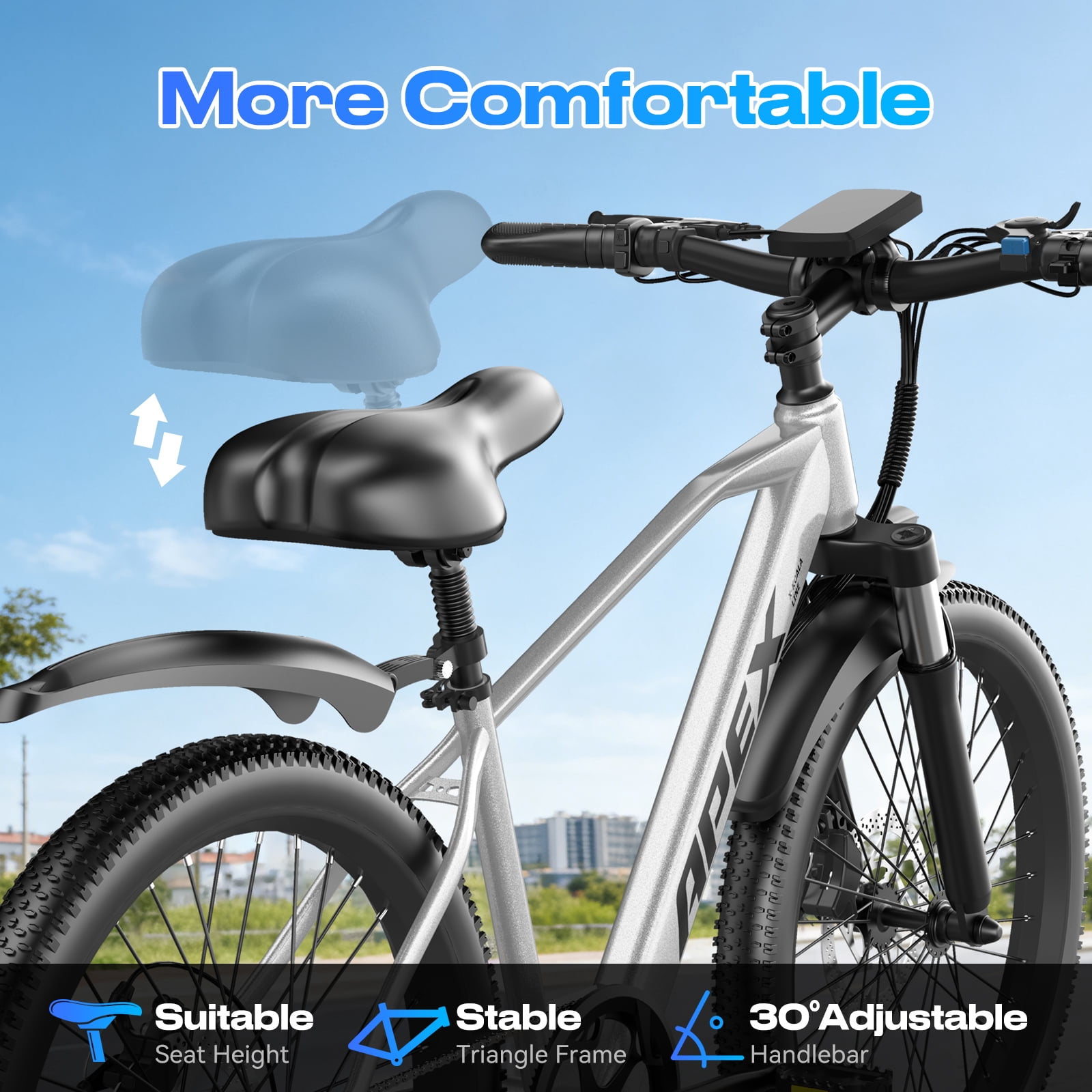 26" Electric Bike for Adults, Ebike with 4 Modes & 7-Speed, UL2849 Certified, 1200W Peak Motor, Max 28Mph & 50Miles, Internal Removable Battery,Shock Absorber, Electric City Commuter Bicycle