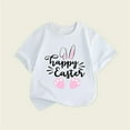 thumbnail image 2 of Teen Girl Shirts Easter Printed Short Sleeve T Shirt Top Loose Easter's Day Clothes for Girls Size White,4-5Y, 2 of 5