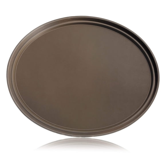 New Star Foodservice 25606 Non-Slip Tray, Plastic, Rubber Lined, Oval, 24 x 29-Inch, Brown