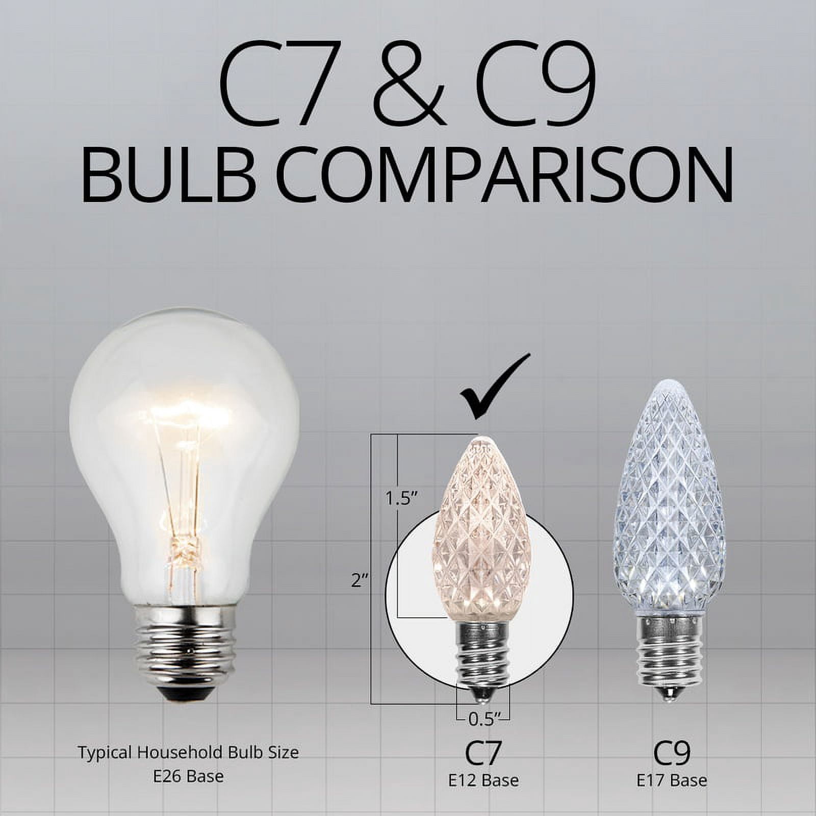 OptiCore C7 Shatterproof Warm White Twinkle LED Christmas Replacement Bulbs for String Lights, Pack of 25, 0.84W, E12 Base