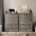 thumbnail image 2 of EastVita 5 Drawer Dresser for Bedroom Farmhouse Tall Chest of Drawers with Metal Handles Rustic Wooden Dresser for Living Room Hallway-Grey, 2 of 7