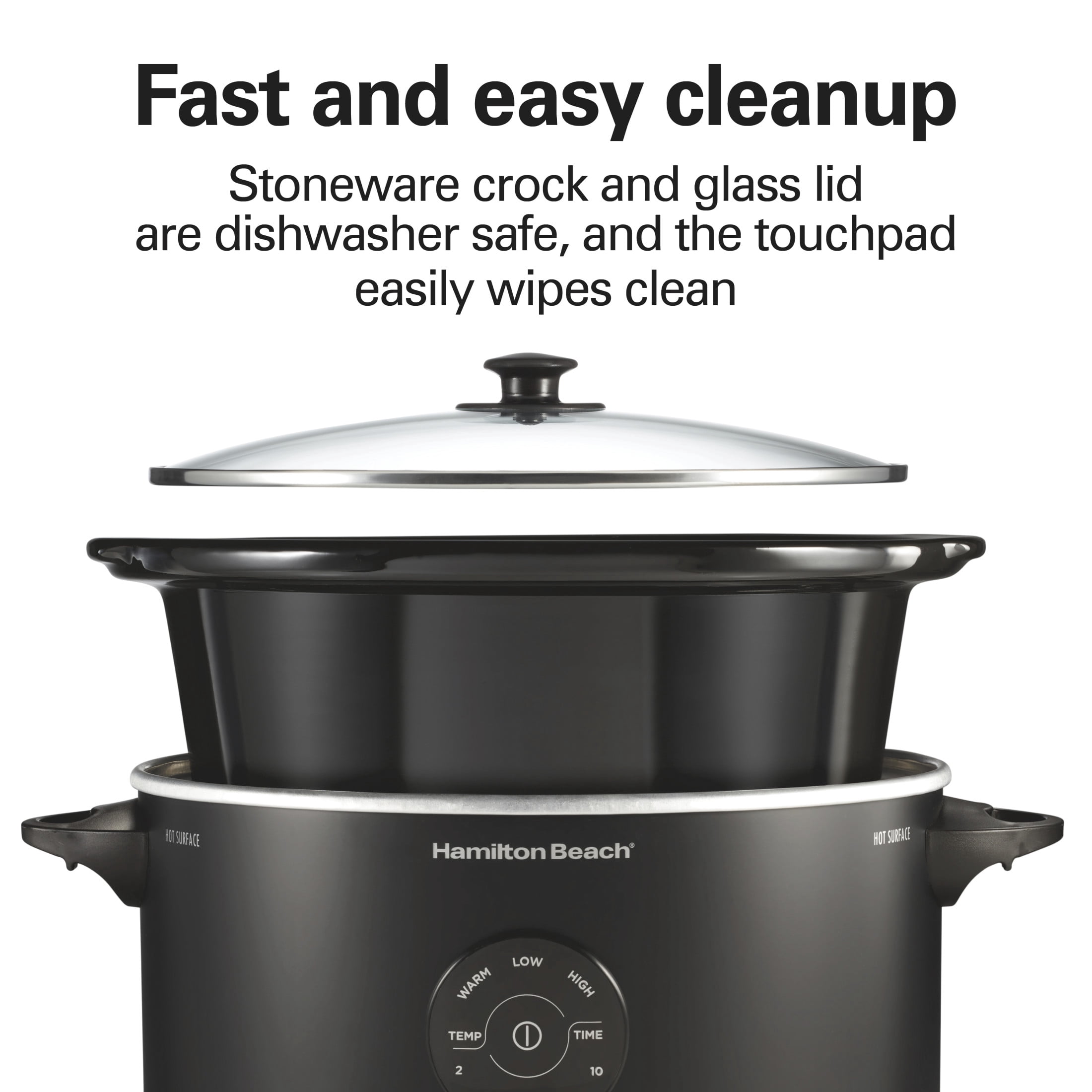 Hamilton Beach 6 Qt Programmable Slow Cooker, Stoneware Crock with Removable Pot, Matte Black