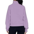 thumbnail image 4 of Qetyuw Womens Half Zip Sweatshirt Fashion Stand Collar Pullover Fleece Cropped Tops with Pocket Cute Thumb Hole Clothes, 4 of 5