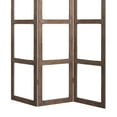 thumbnail image 3 of Benjara 3 Panel Wood and Glass Screen with Window Pane Design, Brown and Clear, 3 of 3
