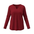 thumbnail image 5 of Perfectbot Women's Long Sleeve V-Neck Basic Tee, Relaxed Fit Soft Jersey T-Shirt with Flowy Hem, 5 of 6