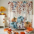 thumbnail image 3 of Thanksgiving Fall Shower Curtains for Bathroom, Pumpkin Leaf Watercolor Linen Texture Waterproof Fabric Shower Curtain for Bathroom Bathtub Decoration, Machine Washable, 60"x72", 3 of 9