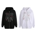 thumbnail image 2 of Y2K Oversized Gradient Skeleton Print Zipper Hoodies Women's Casual Jacket Sweatshirt, 2 of 9