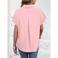 thumbnail image 3 of HOWCOME Button Down Shirts for Women Short Sleeve Business Casual Tops Work Blouses Pink X-Large, 3 of 5