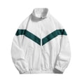 thumbnail image 2 of Zivyakyro Lightweight Mens Rain Jacket Workout Zip up Windbreaker Long Sleeve Jacket Loose Breathable Colorblock Outdoor White 4XL, 2 of 9