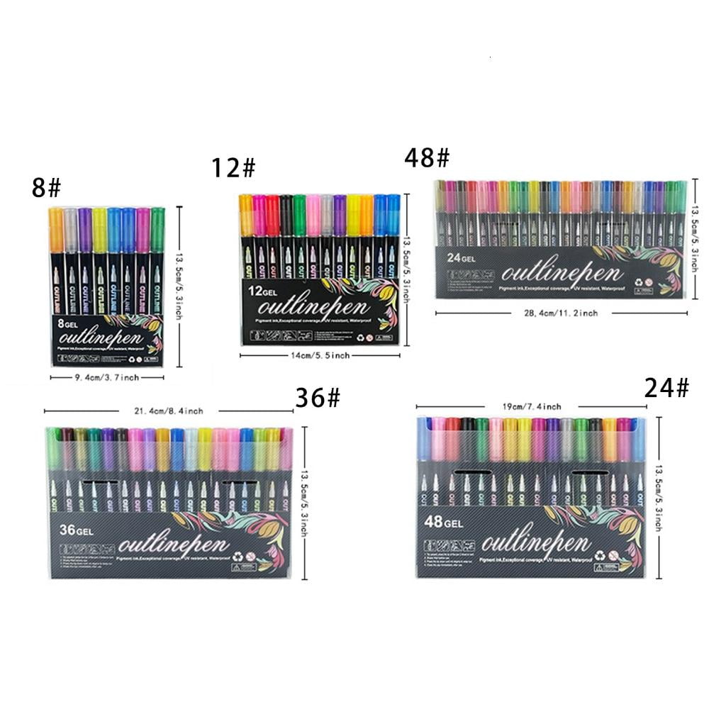 Giaone Shimmering Outline Markers Metallic Highlighter Pen for Card Making Journaling