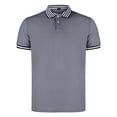 thumbnail image 3 of Telankuip Summer Mens Polo Shirts Stripe Color Blocking Button Standing Collar Short Sleeved Sports T Shirt Comfortable Slim Fit Breathable Fashion Tee for Daily Wear Grey S, 3 of 4