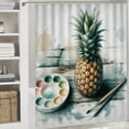 thumbnail image 5 of GOSMITH Summer Decorations Retro Ink Painting Wood Background Colorful Pineapple Shower Curtain White, 5 of 6