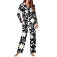 thumbnail image 4 of DISNIMO Daisy Printed Pajama for Women Set 2 Piece Pjs Lounge Set with Pockets Long Sleeve Button Down Sleepwear with Long Pants Casual Loose Loungewear Nightwear, 2XL, 4 of 7