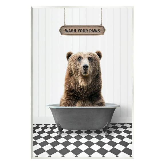 Stupell Industries Rustic Wash Your Paws Animals & Insects Painting Unframed Art Print Wall Art, 10 x 15