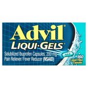 (3 pack) (3 pack) Advil Liqui-Gels (160 Count) Pain Reliever / Fever Reducer Liquid Filled Capsule, 200mg Ibuprofen, Temporary Pain Relief