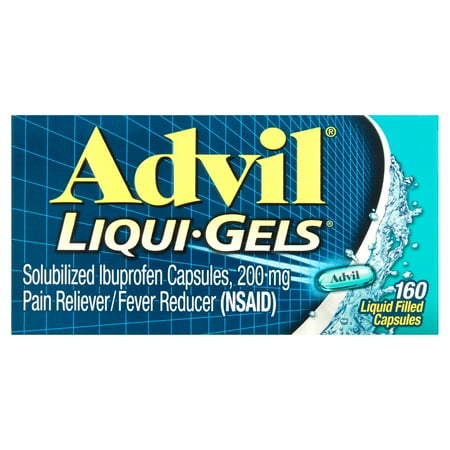 Advil Liqui-Gels (160 Count) Pain Reliever / Fever Reducer Liquid Filled Capsule, 200mg Ibuprofen, Temporary Pain Relief