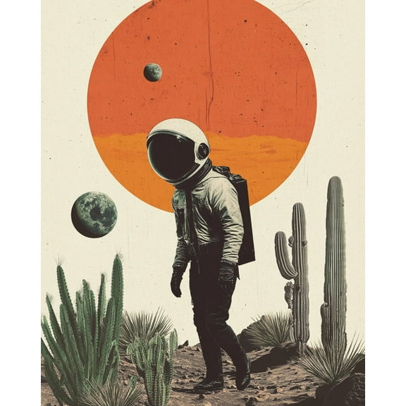 Paint by Number for Adults - Astronaut Under the Moon Cactus - Acrylic Easy Paint by Numbers for Adults Beginner DIY Painting by Numbers for Gift Home Wall Decor 16"W x 20"L
