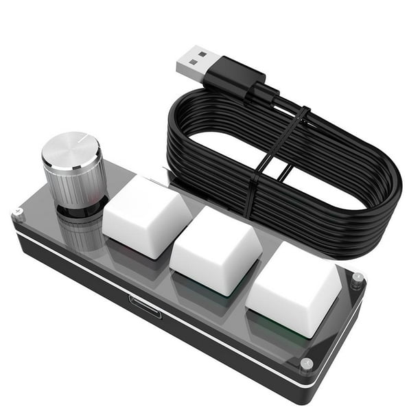 RGB Macro 3 Key 1 Knob Teclado mecánico programable para juegos Clear +