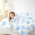 thumbnail image 5 of Manfei Watercolor Loves Pattern Queen Comforter Set,Kawaii Heart Print Bedding Sets,Gradient White Blue Bedding Comforter Set For Girls Kids,Super Cozy Room Decor Reversible,3 Pieces, 5 of 9