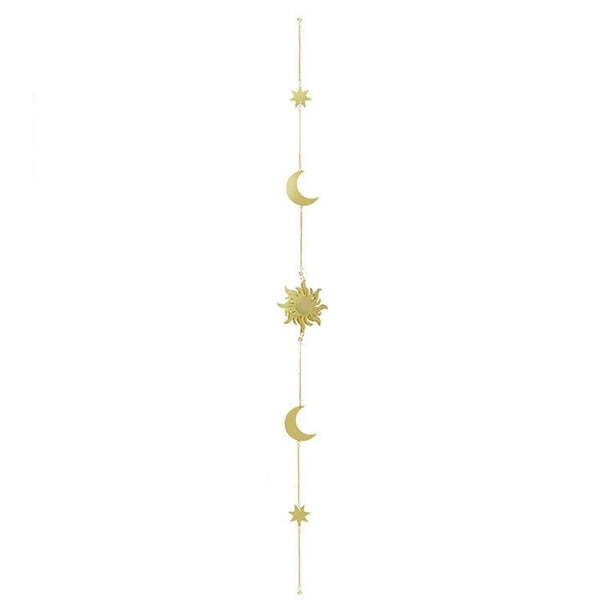 Luna Estrella Colgante De Pared Luna Decoración Dorada Decoración Del Hogar Luna Estrella Arte Adornos Para Dormitorio 5 Piezas Yuarrent HA027713-01