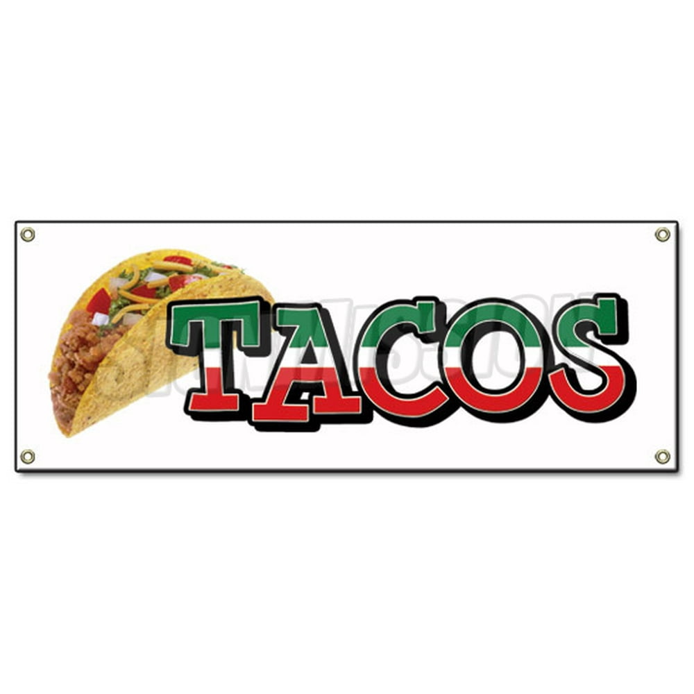 Tacos Banner 48" X 120" Heavy Duty 13 Oz Vinyl Banners with Grommets