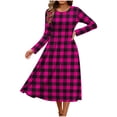 thumbnail image 6 of Ynynloco Women's Casual Long Sleeve High Waisted A line Dresses Pleated Waist Knee Length Loose Dress with Pockets, 6 of 7