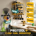 thumbnail image 3 of Power Tool Organizer Wall Mount with Broom Holder Combo, Yellow & Black 3-Tier Garage Storage Rack with Battery Storage, 4 Drill Holder Slots, Heavy Duty Steel 150LB Capacity, 3 of 10