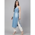 thumbnail image 5 of Janasya Indian Women's Light Blue Denim Solid Straight Kurta, 5 of 8