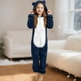 thumbnail image 2 of Kids Fleece Onesie Hooded Jumpsuit Romper Little bear's ears Costume Kids Animal Onesie Pajamas Long Sleeves 9-10 Years Pajamas Girls, 2 of 5