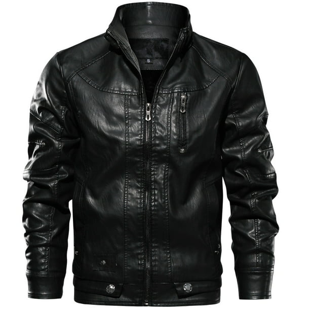 New Autumn and Winter Fashion Warm Motorcycle Leather Jacket for Men ...