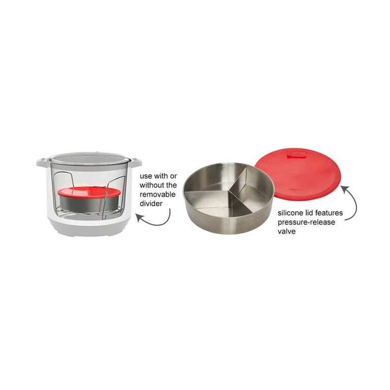 Instant Pot Official Round Cake Pan with Lid & Removable Divider, Red