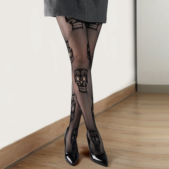 SAZBJOJN Thigh High Stockings for Women Halloween Black Silk Fishnet Stockings Comfortable Stretch Dress Up Pantyhose Accessory for Halloween Party Black One Size