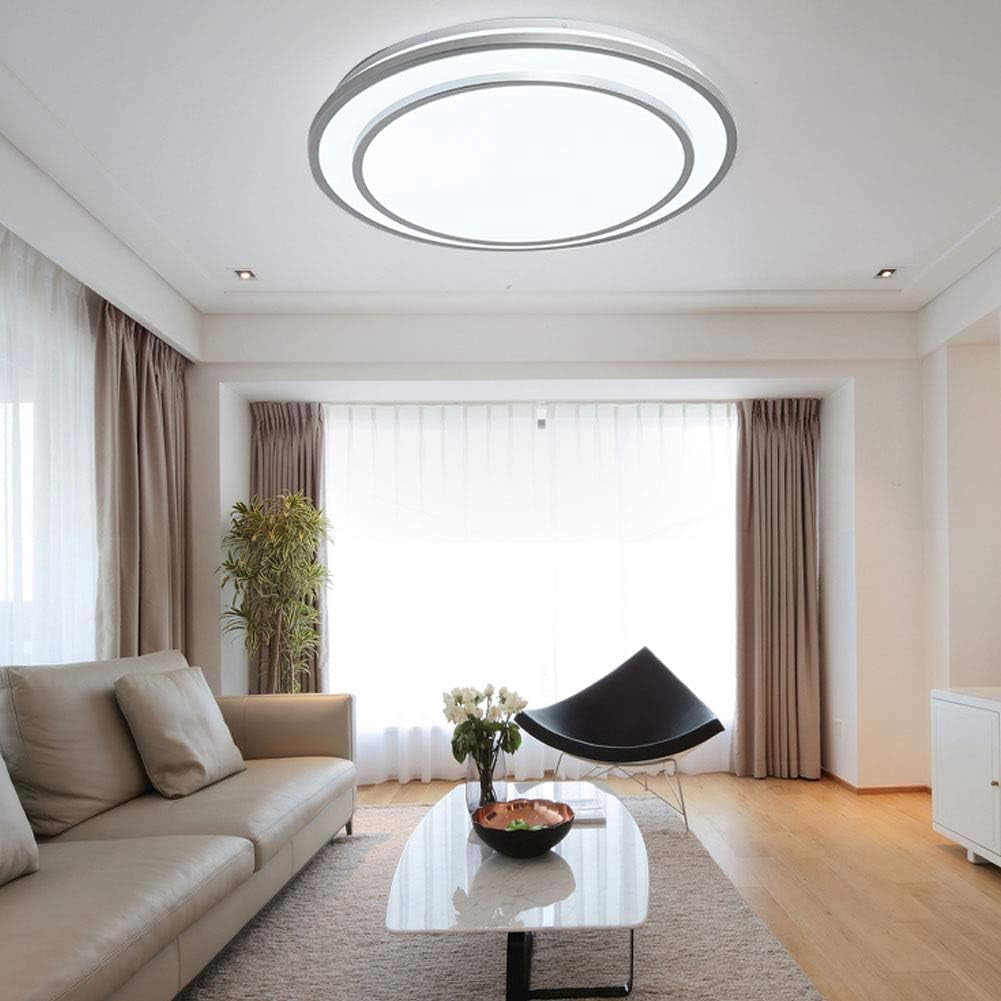 19.68Inch Double Round Close to Ceiling Lights Fixture 50W Dimmable LED Flush Mount Ceiling Light with Remote for Bedroom Kitchen Dining Room