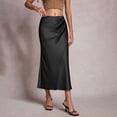 thumbnail image 2 of Ashirexll Long Skirts for Women High Waist Satin Midi Skirt Lace A-Line Flowy Casual Skirt Solid Color Loose Fashion, 2 of 7