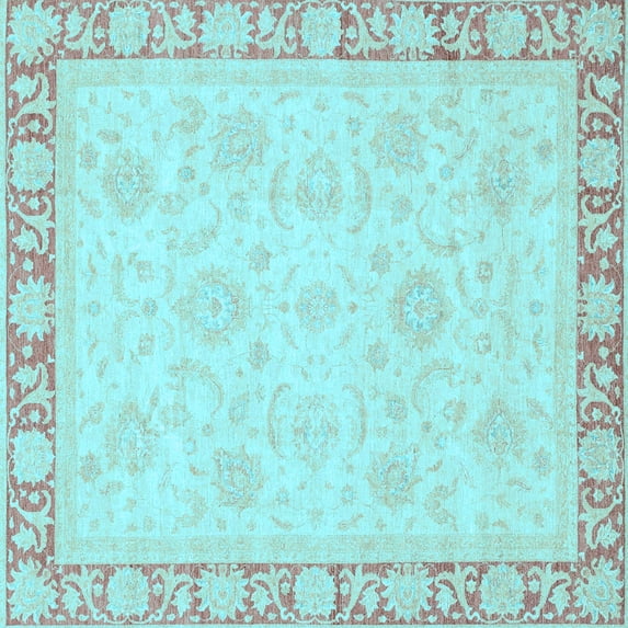 Ahgly Company Indoor Square Abstract Light Blue Modern Area Rugs, 8' Square