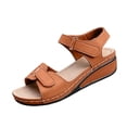 thumbnail image 2 of Byworldtasic Women's Comfort Wedge Sandals Open Toe Hook and Loop Adjustable Strap Platform Walking Sandals, 2 of 6