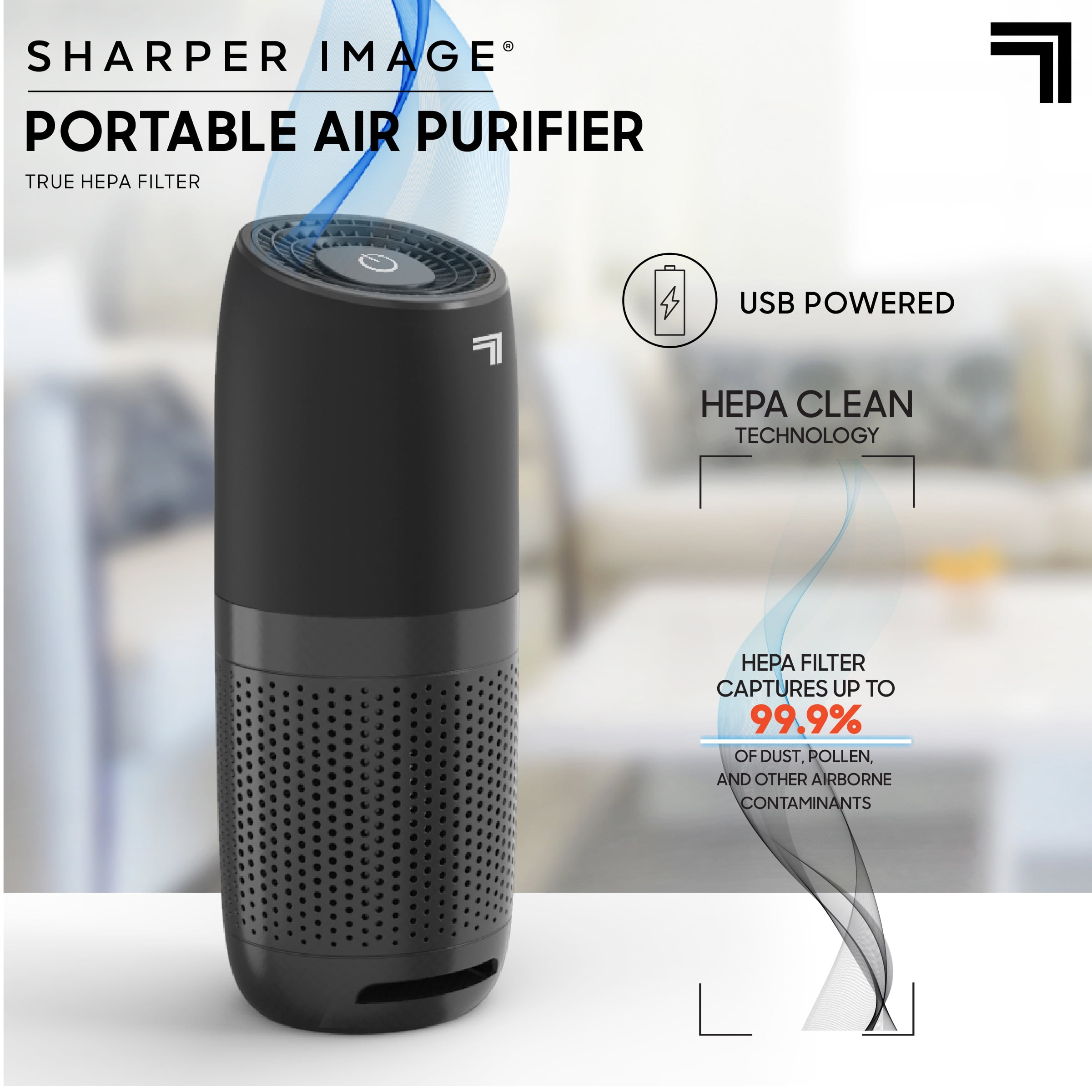 OFFicial Sharper Image Portable Air Purifier True HEPA Filter USB ...