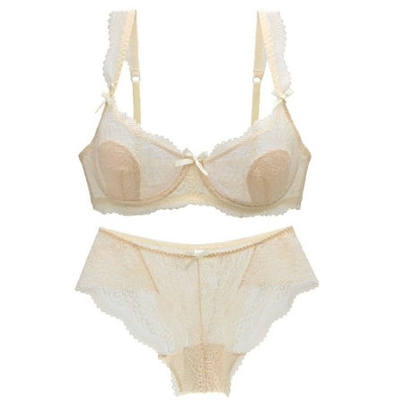 Sports Bra Bra Womens Lingerie Set Sexy Lace Sling Bra and Panties Summer Thin Lingerie Set Shapewear for Women Cotton Underwear for Women on Sales Beige XL