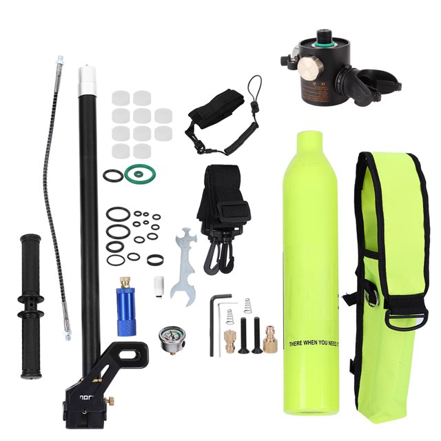 S300+ 0.5L Buceo Cilindro de oxígeno Respirador Inflador Bolsa especial Cuerda antipérdida Equipo separador de agua y aceite Verde