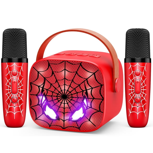 Máquina de karaoke Spider Mini para niños con micrófono LED Bluetooth 5.3 y 2