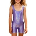 thumbnail image 2 of Huanglei Girls Sequin Tank Bodysuit With Shorts Sleeveless Leotard For Dance Gymnastics Performance Stretch Fit Comfortable Activewear ,100 ,Purple, 2 of 4
