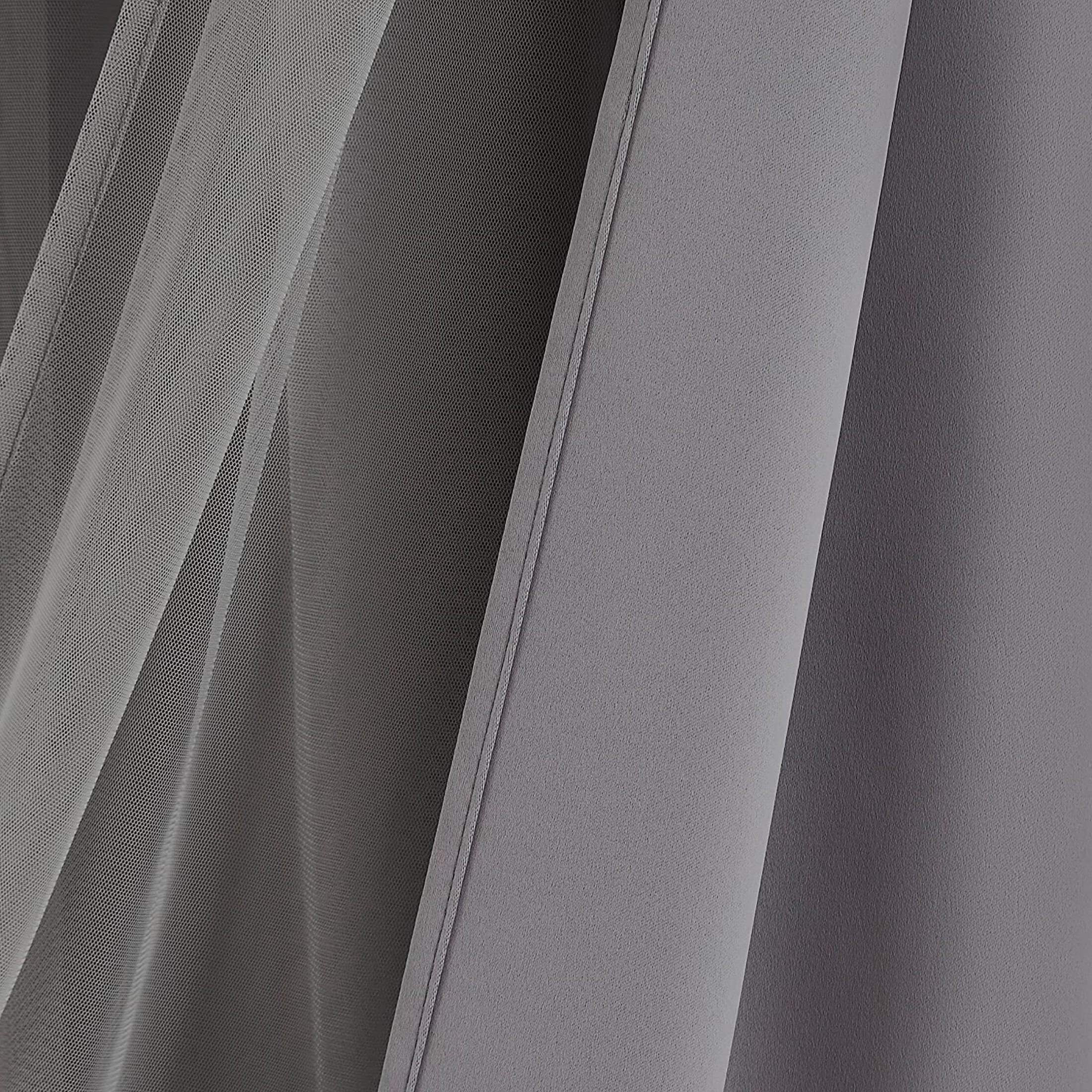 Pinewave Blackout Curtains with Sheer Overlay Mix and Match Double Layer,Grommet Top,37"Wx63"L,Grey,2 Panels